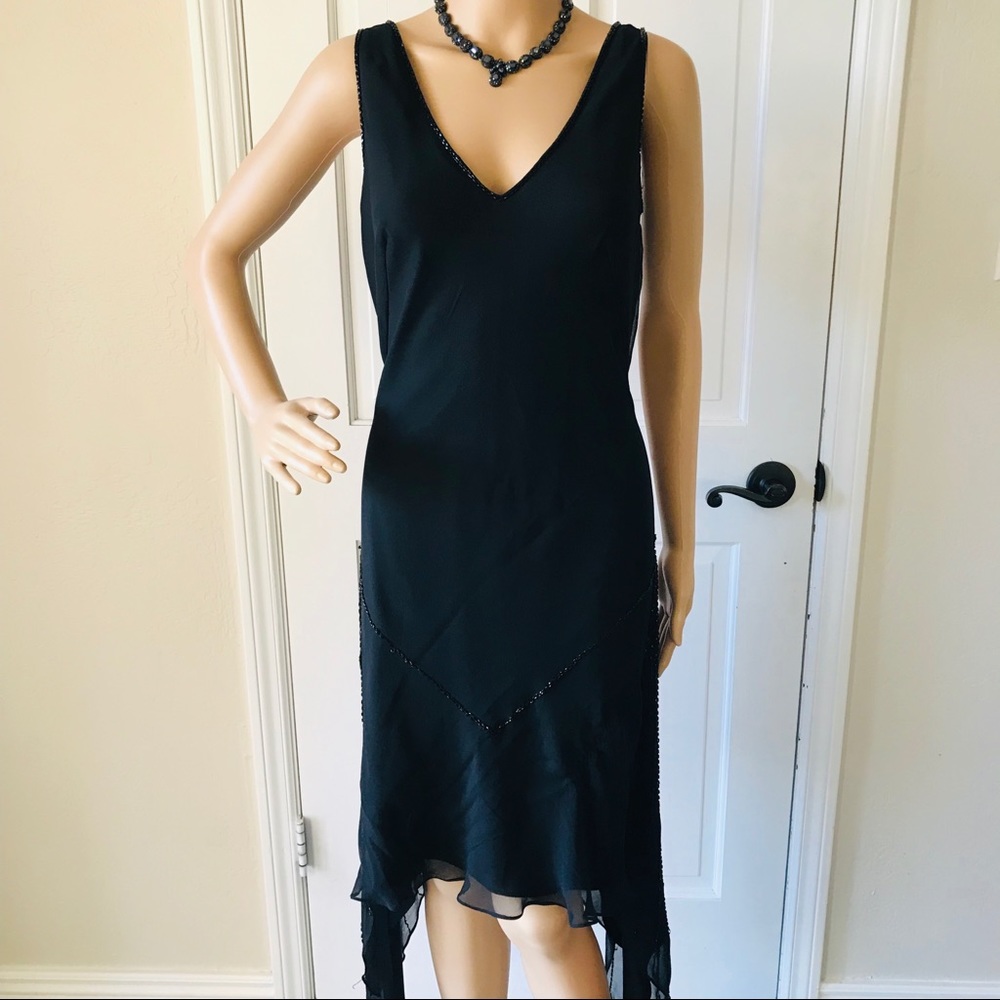 Basix II black open back dress size 10 in EUC